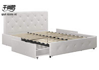 King Size Slatted Bed Base , Diamond Cluster White Double Platform Bed